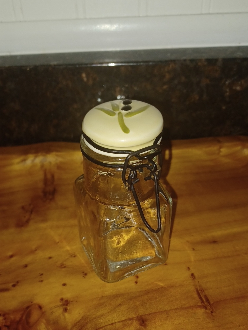 Vintage Italian Farmhouse Glass Olive Oil Cruet Bottle Swing Top Hermetic Seal